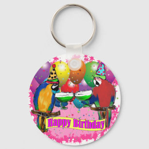 BIRTHDAY PARROTS NYCKELRING