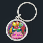 BIRTHDAY PARROTS RUND SILVERFÄRGAD NYCKELRING<br><div class="desc">PRODUKTER AV KUTBIRTEDAGSPARROT</div>