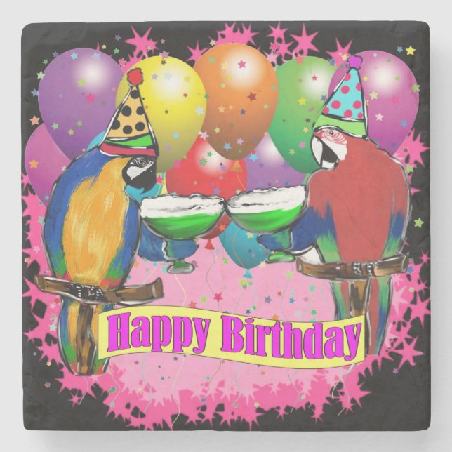 BIRTHDAY PARROTS STENUNDERLÄGG (Framsidan)