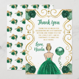 Birthday Party Blonde Princess Green Tack Kort