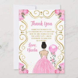 Birthday Party Brown Hair Princess in Pink Tack Kort