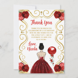 Birthday Party Brown Hair Princess in Red Tack Kort