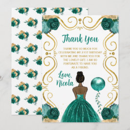 Birthday Party Dark Skin Princess in Teal Tack Kort