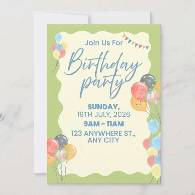 Birthday Party Invitation  (Framsida)