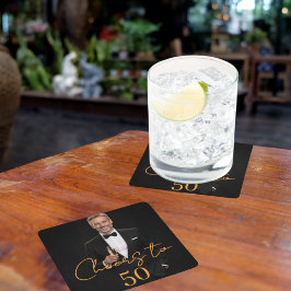 Birthday party photo cheers gold underlägg papper kvadrat