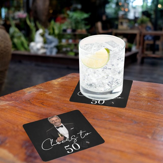 Birthday party photo cheers underlägg papper kvadrat (Skapare uppladdad)