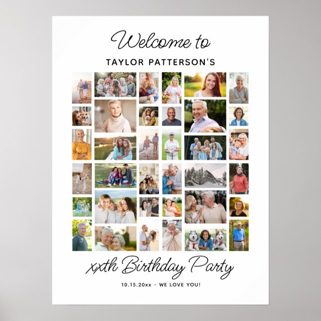 Birthday Party Photo Collage, Simple, Fun Welcome  Poster (Framsidan)