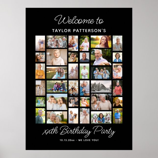Birthday Party Photo Collage, Simple, Fun Welcome  Poster (Framsidan)