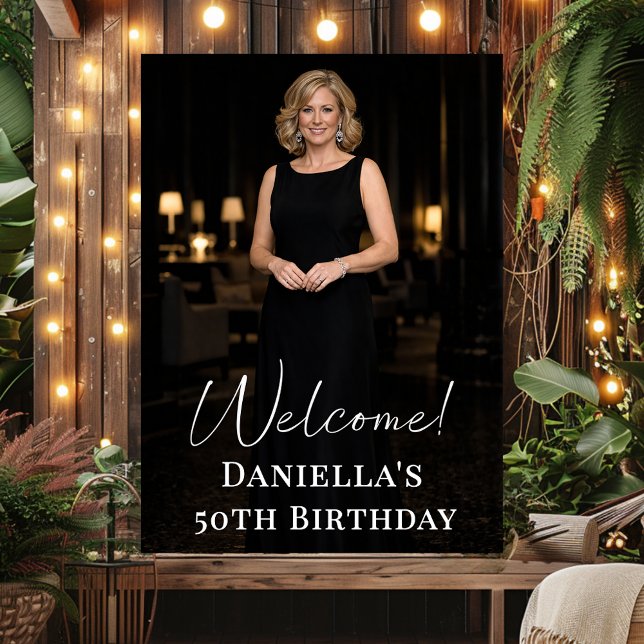 Birthday party photo elegant welcome poster (Skapare uppladdad)