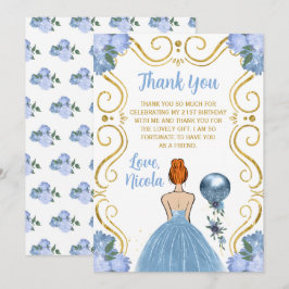 Birthday Party Red Hair Princess Blue  Tack Kort