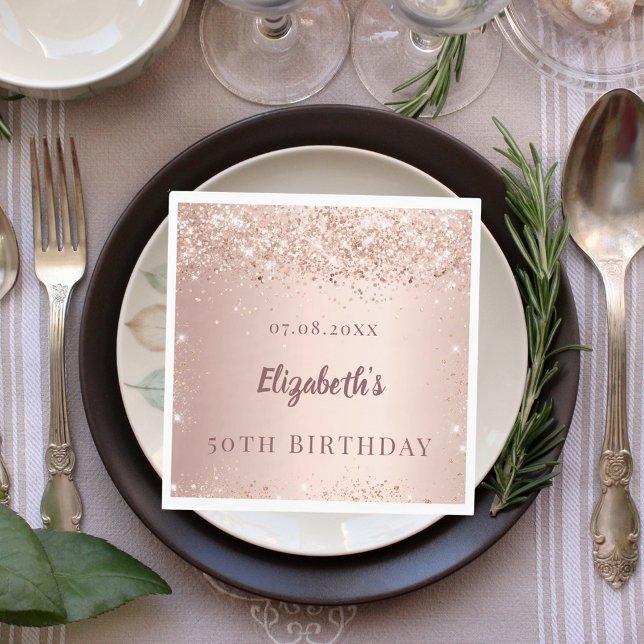 Birthday party rose gold confetti pink luncheon pappersservett (Skapare uppladdad)