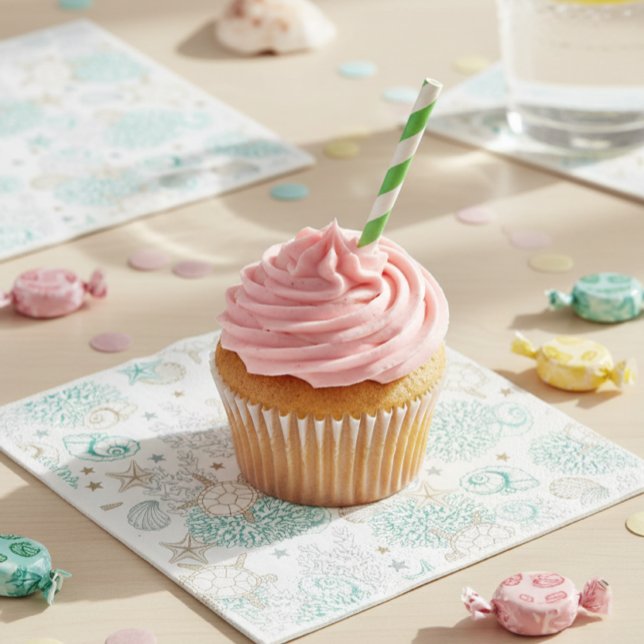 Birthday party turtles, underwater tableware pappersservett (Skapare uppladdad)