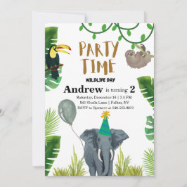Birthday party wildlife jungle animals  inbjudningar
