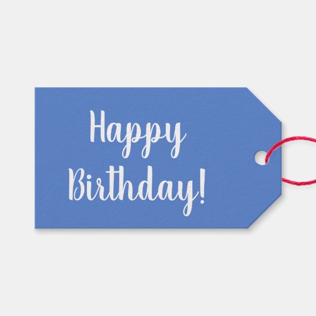 Birthday Pastel Blue White Presentetikett (Framsidan (Horisontell))