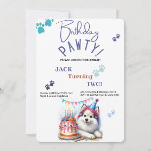 Birthday Pawty American Eskimo Hund Birthday Inbjudningar