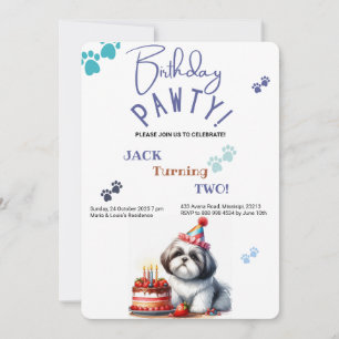 Birthday Pawty Shih Tzu Hund Personlig Birthday Inbjudningar