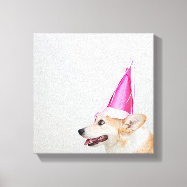 Birthday Pembroke Welsh Corgi Hund Canvastryck (Framsida)