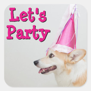 Birthday Pembroke Welsh Corgi Hund Fyrkantigt Klistermärke
