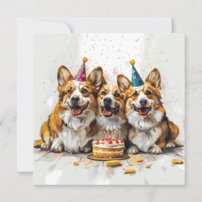 Birthday Pembroke Welsh Corgi Hundar Inbjudningar (Framsida)
