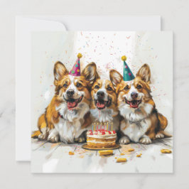Birthday Pembroke Welsh Corgi Hundar Inbjudningar