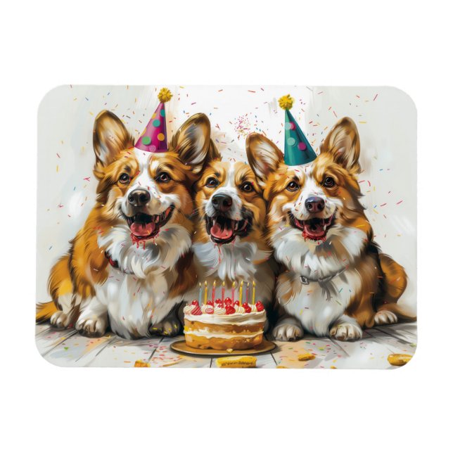 Birthday Pembroke Welsh Corgi Hundar Magnet (Horisontell)