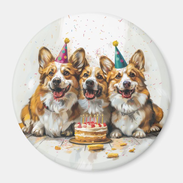 Birthday Pembroke Welsh Corgi Hundar Magnet (Framsidan)