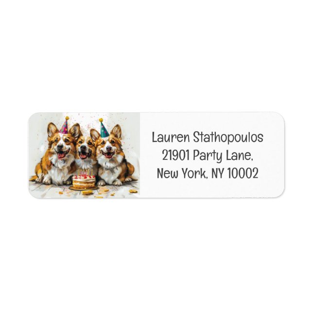 Birthday Pembroke Welsh Corgi Hundar Returadress Etikett (Framsidan)