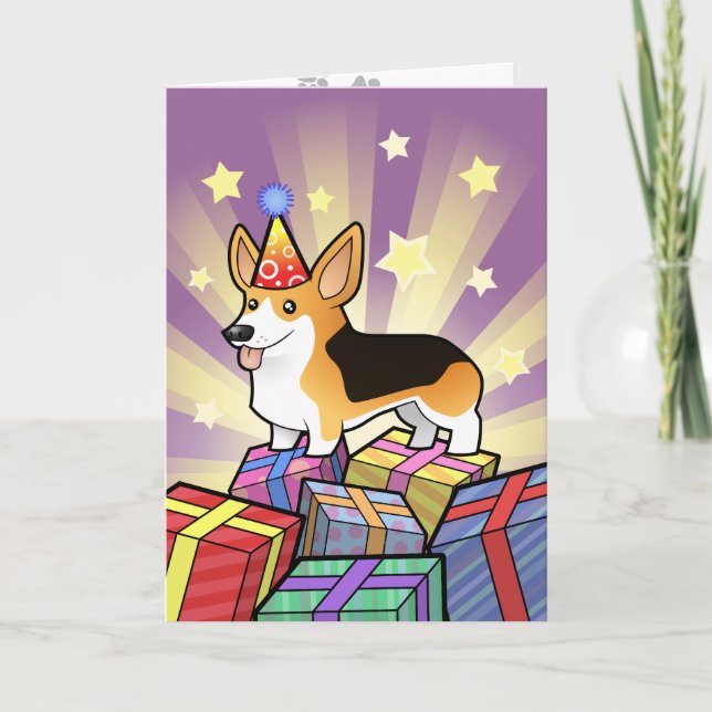 Birthday Pembroke Welsh Corgi Kort (Framsida)