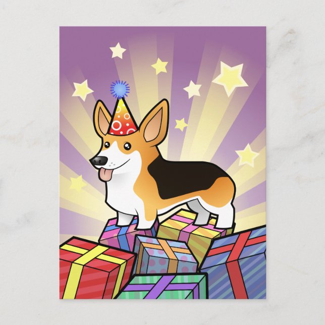Birthday Pembroke Welsh Corgi Vykort (Framsida)