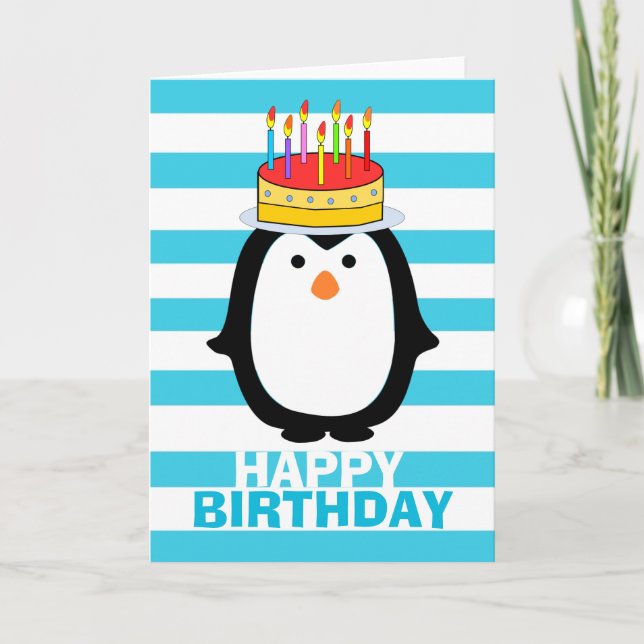 Birthday Penguin Kort (Framsida)
