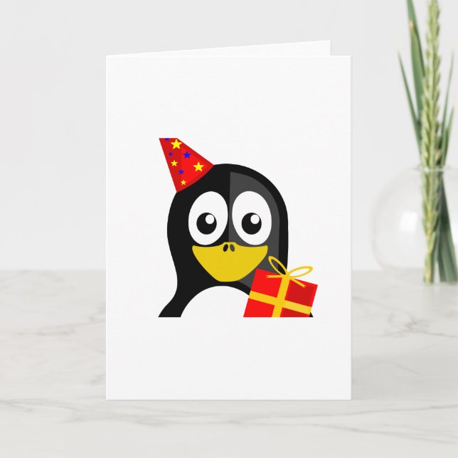 Birthday Penguin Kort (Framsida)