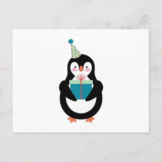 Birthday Penguin Vykort (Framsida)