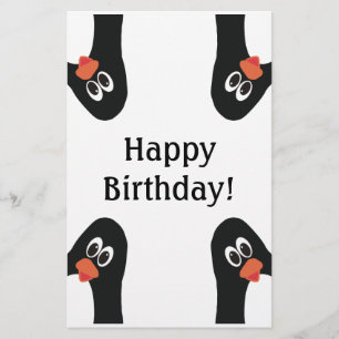 Birthday Penguins i hörnet Funny och Söt Brevpapper