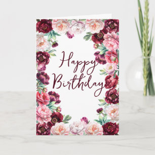 Birthday Peony Watercolor Blommigt Kort