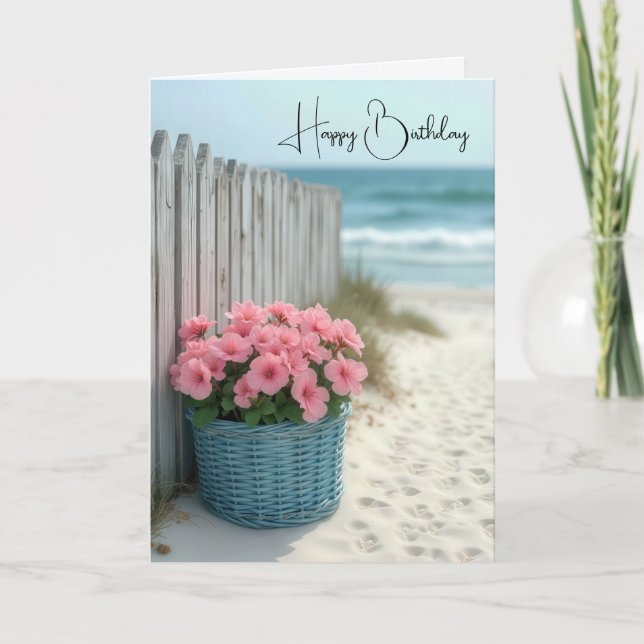 Birthday Petunia Beach Basket Kort (Framsida)