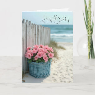 Birthday Petunia Beach Basket Kort