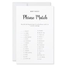 Birthday Phrase Match Game Printable
