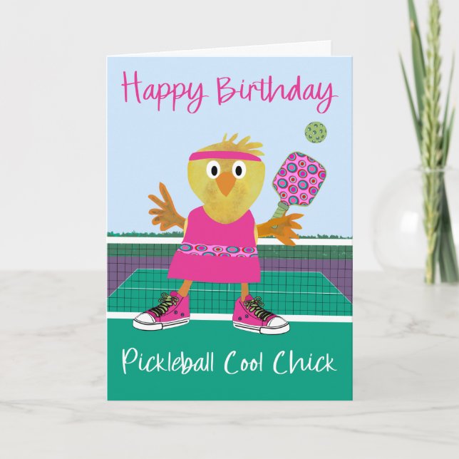 Birthday Pickleball Cool Chick Kort (Framsida)