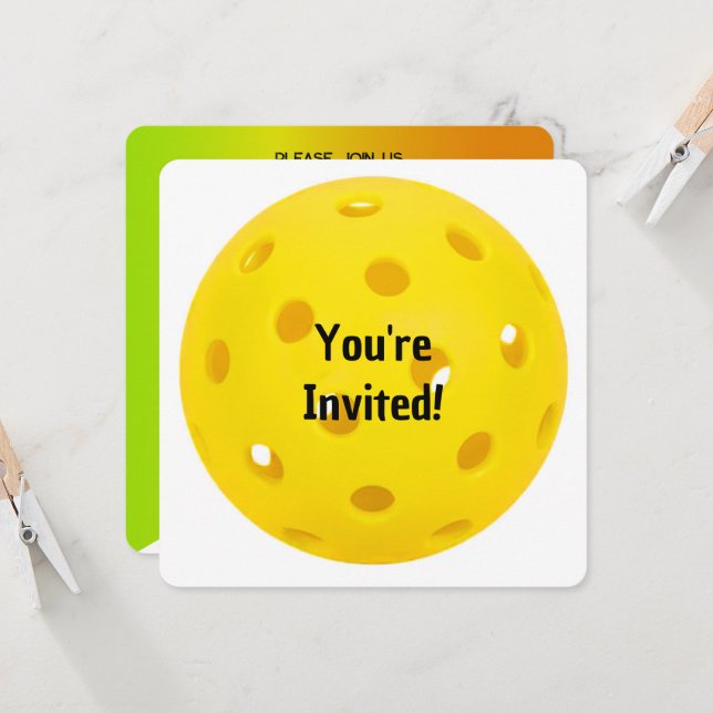 Birthday Pickleball Party Inbjudningar (Fram/Back In Situ)