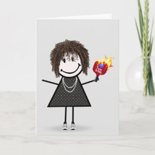 Birthday Pickleball Stick figur Girl Kort