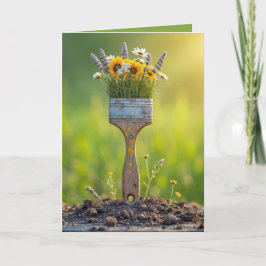 Birthday Pintbrush med Wildblommor Kort