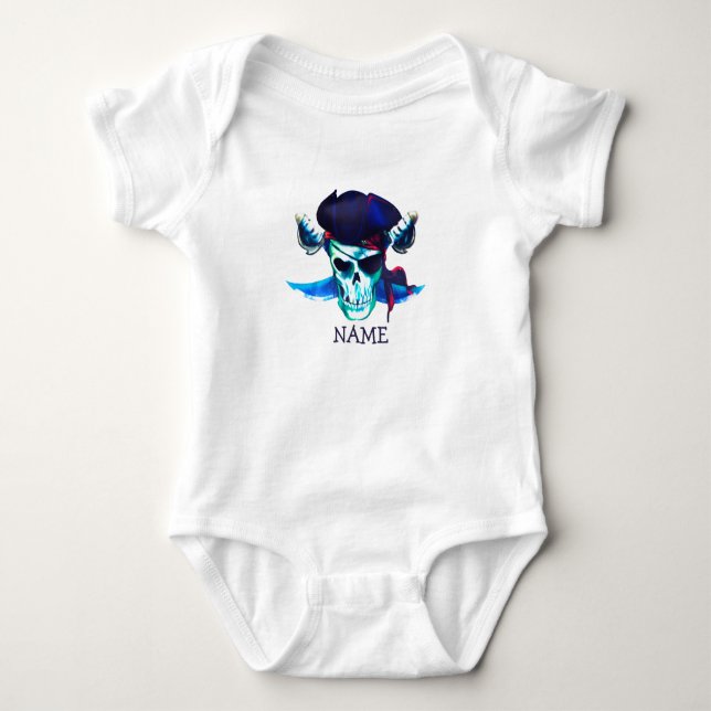 Birthday Pirat Skull Baby Bodykostdräkt T Shirt (Framsida)