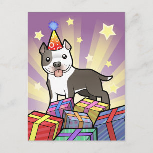 Birthday Pitbull/American StaffordTerrier Vykort