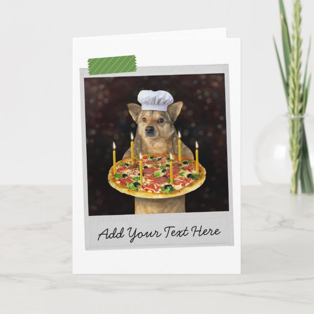 Birthday Pizza Dog Funny Card Kort (Framsida)
