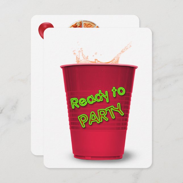 Birthday Pizza Party Inbjudningar (Fram/baksida)