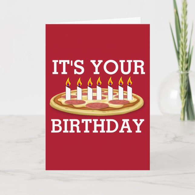 BIRTHDAY PIZZZA MED CANDLES-KORT KORT (Framsida)