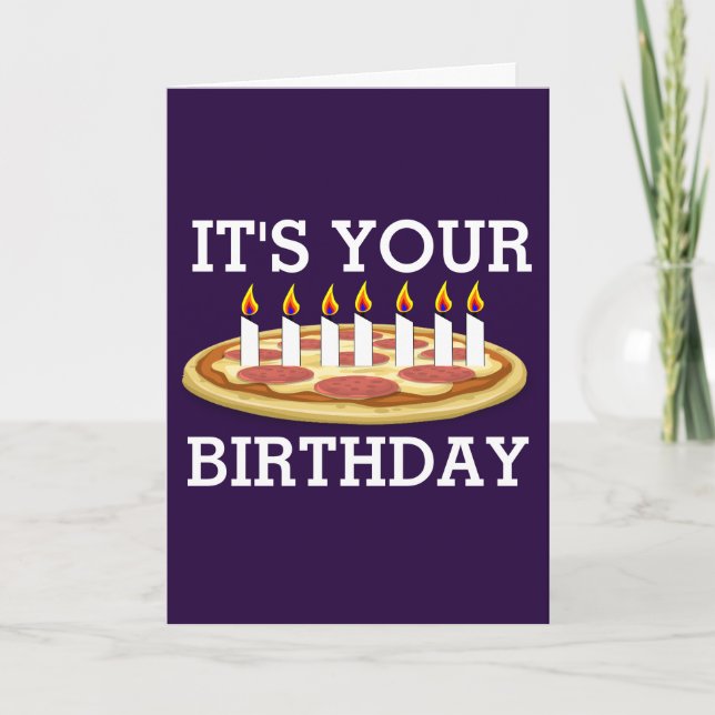 BIRTHDAY PIZZZA MED CANDLES-KORT KORT (Framsida)