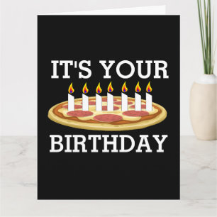 BIRTHDAY PIZZZZA MED STORKT CANDLES-KORT KORT