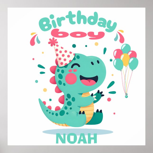 Birthday Poster | Editable Dino Party Wall Sign (Framsidan)