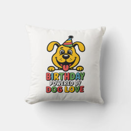 Birthday Powered by Dog Love Design Kudde
